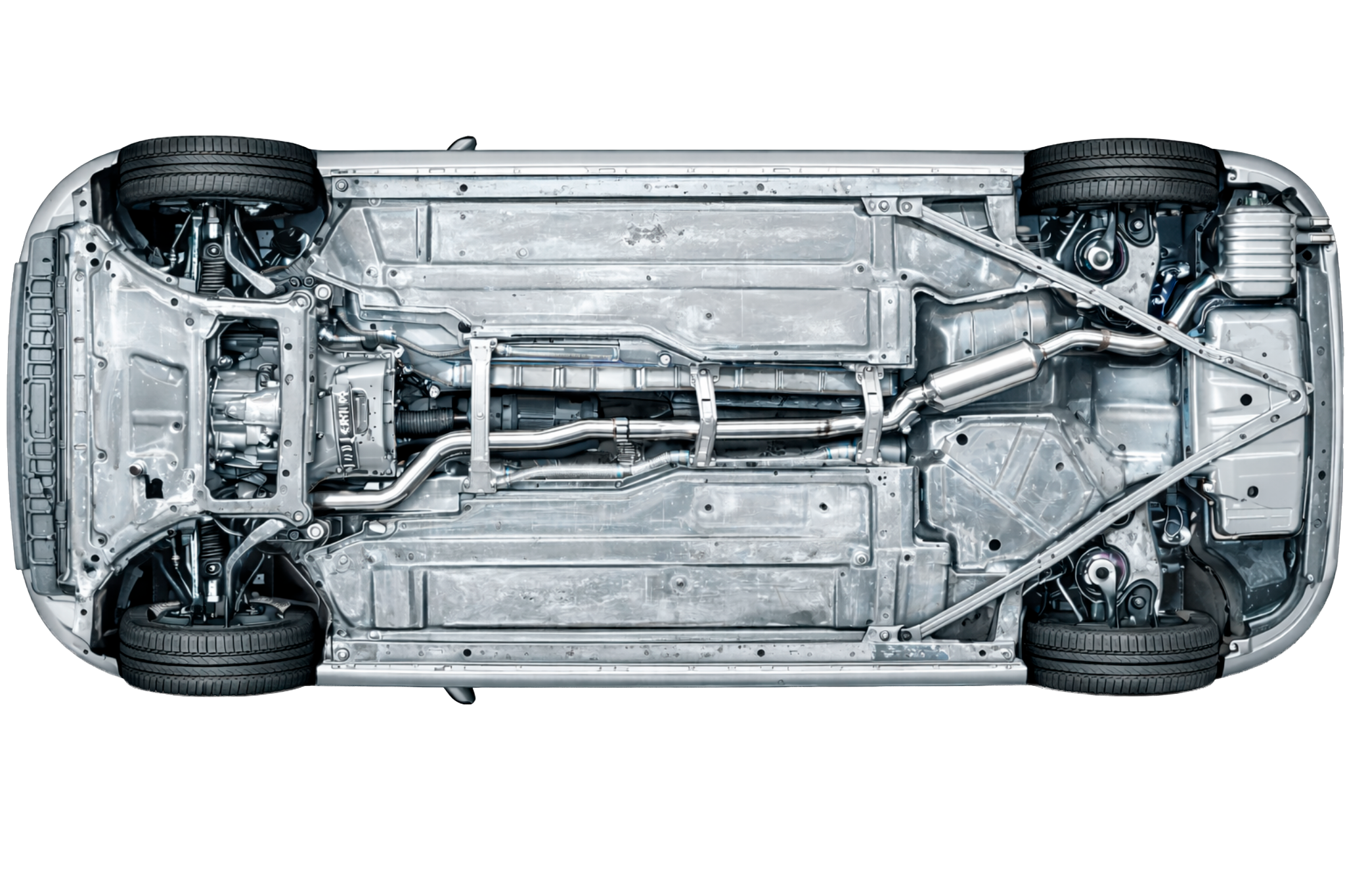 Промежуточный этап обработки днища автомобиля цинковым составом